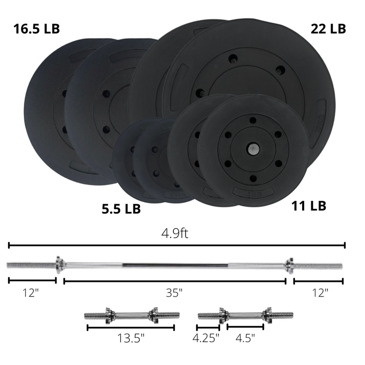 110LB Plastic Plates with 4.9ft barbell