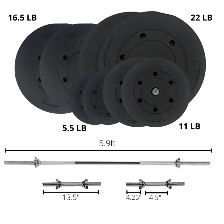 110LB Plastic plate with 5.9ft barbell