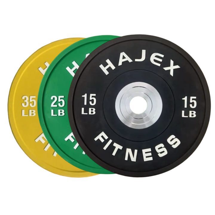 HAJEX Olympic Competition Steel Hub Bumper Plates Colored - 15, 25, 35, 45, 55 LB