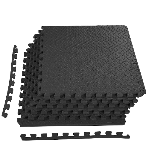 Black Exercise Interlocking Tiles Mat