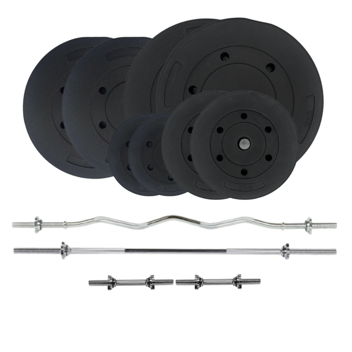 Plastic plates with barbell & dumbbell