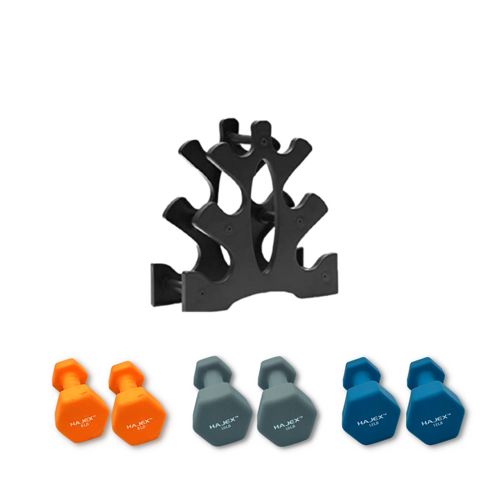 neoprene hand weights with rack