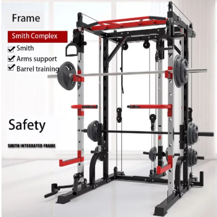 HAJEX Smith Machine X1 multi cable pulley system and weight storage posts