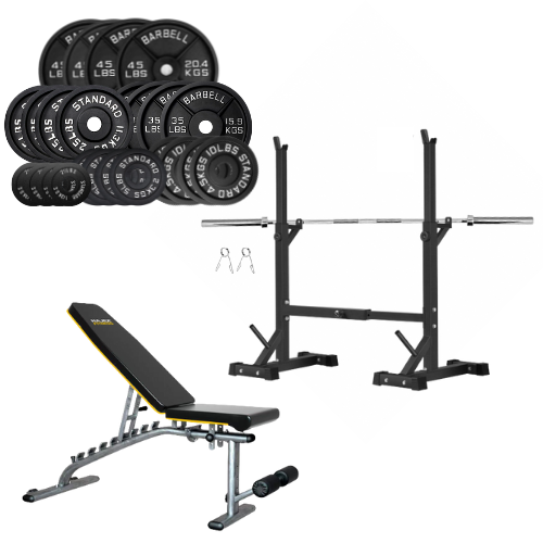 Squat Rack bench weight plates and olumpic barbell set 5