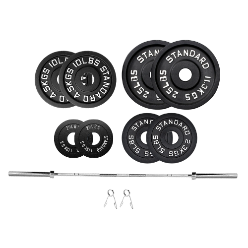 weight plates set 85lbs 1.8m bar