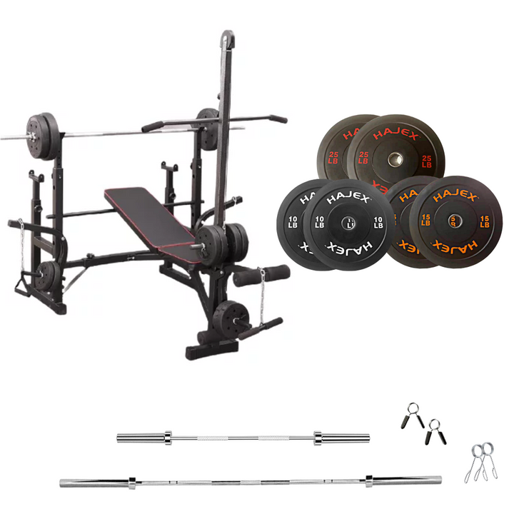 workout bench with weight plates 100lb
