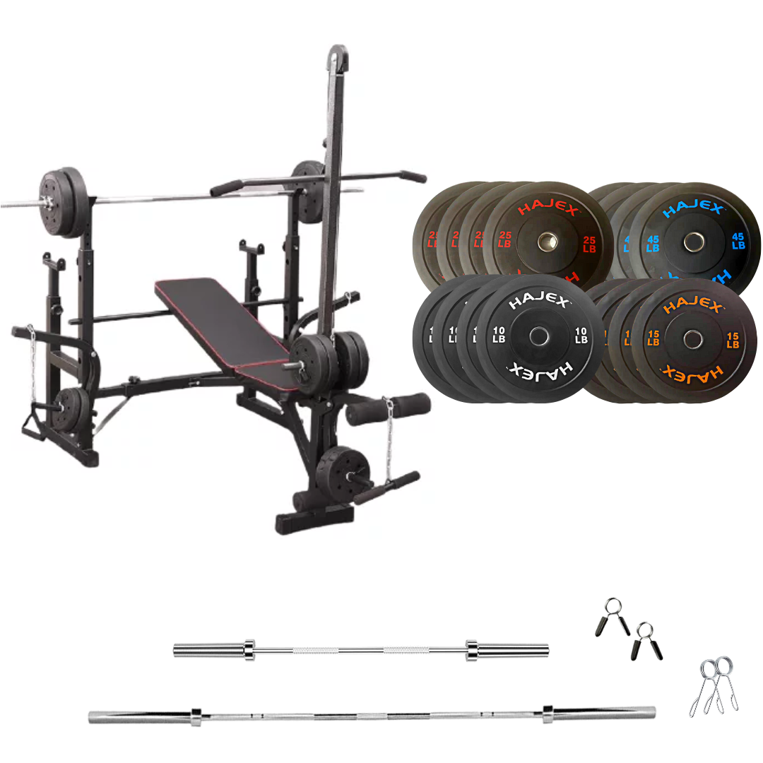 workout bench with weight plates 380 lb