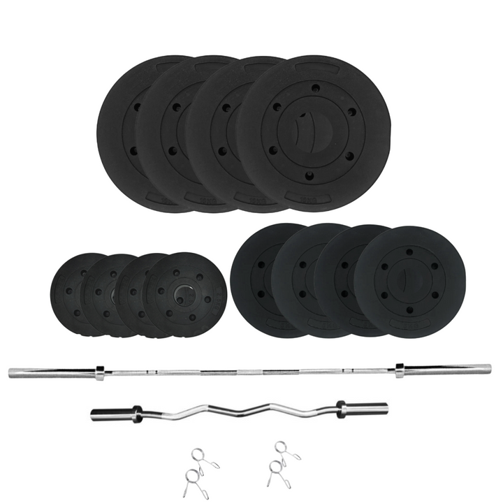 Standard & Olympic PVC Weight Plates Sets with Barbell 1" & 2"