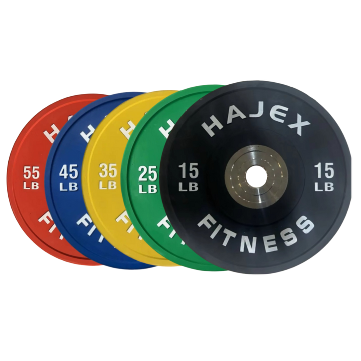 HAJEX Olympic Competition Steel Hub Bumper Plates Colored - 15, 25, 35, 45, 55 LB