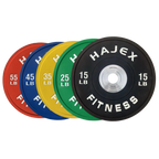 Disques bumper de compétition olympiques HAJEX à moyeu en acier, colorés – 15, 25, 35, 45, 55 lb