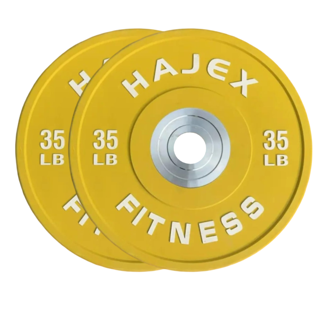 HAJEX Olympic Competition Steel Hub Bumper Plates Colored - 15, 25, 35, 45, 55 LB