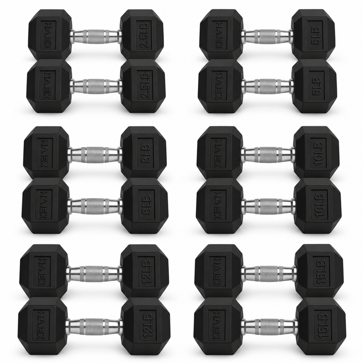 HAJEX Rubber Hex Dumbbells in Canada (2.5 to 150 LB) - Performance Series