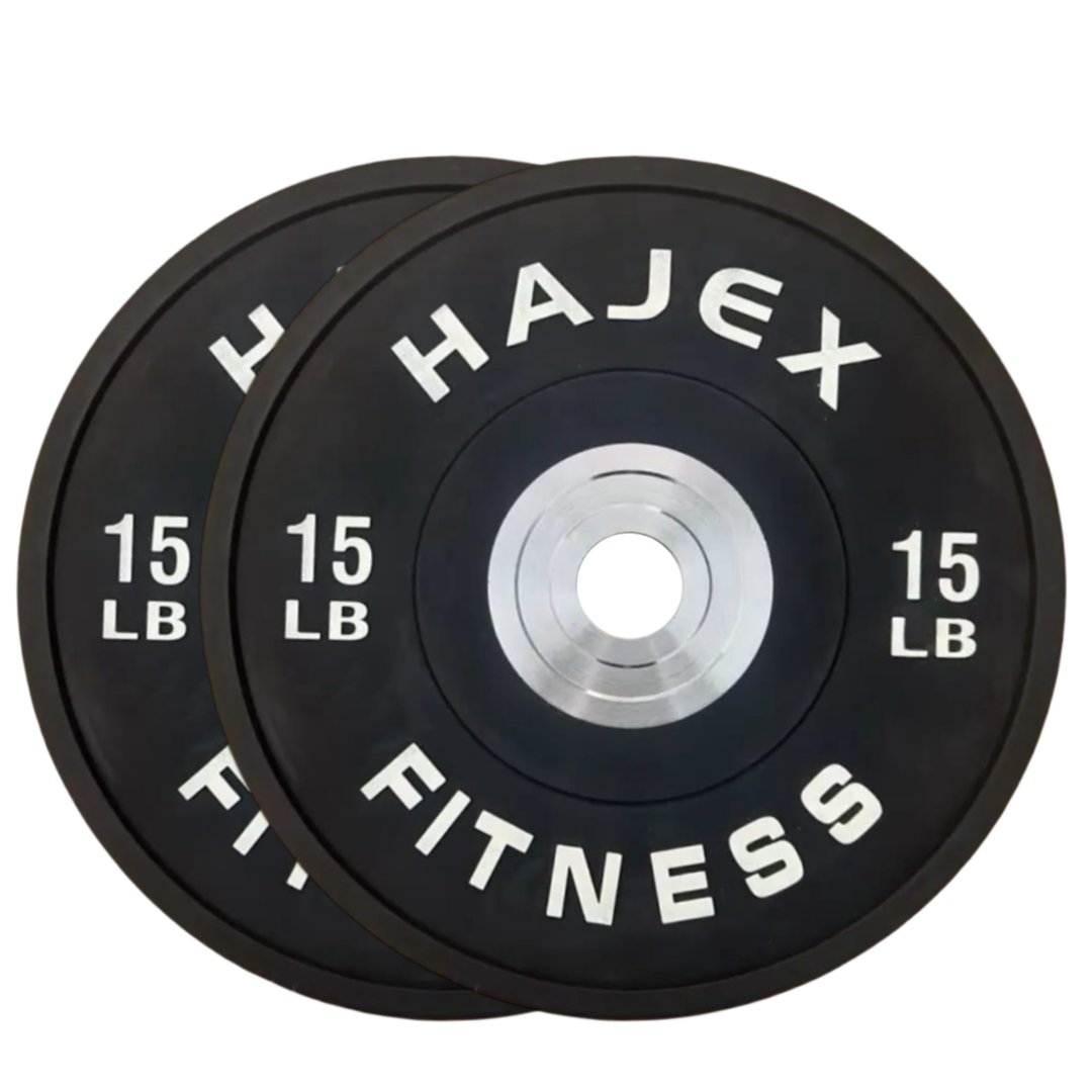 HAJEX Olympic Competition Steel Hub Bumper Plates Colored - 15, 25, 35, 45, 55 LB