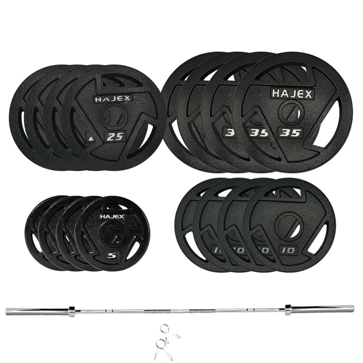 HAJEX Tri Grip Cast Iron Weight Plate Stacks with Bars 1"& 2"