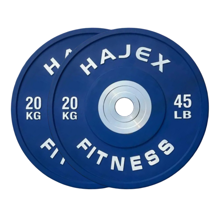 HAJEX Olympic Competition Steel Hub Bumper Plates Colored - 15, 25, 35, 45, 55 LB