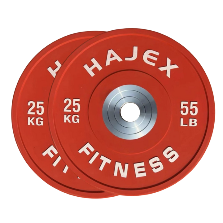 HAJEX Olympic Competition Steel Hub Bumper Plates Colored - 15, 25, 35, 45, 55 LB