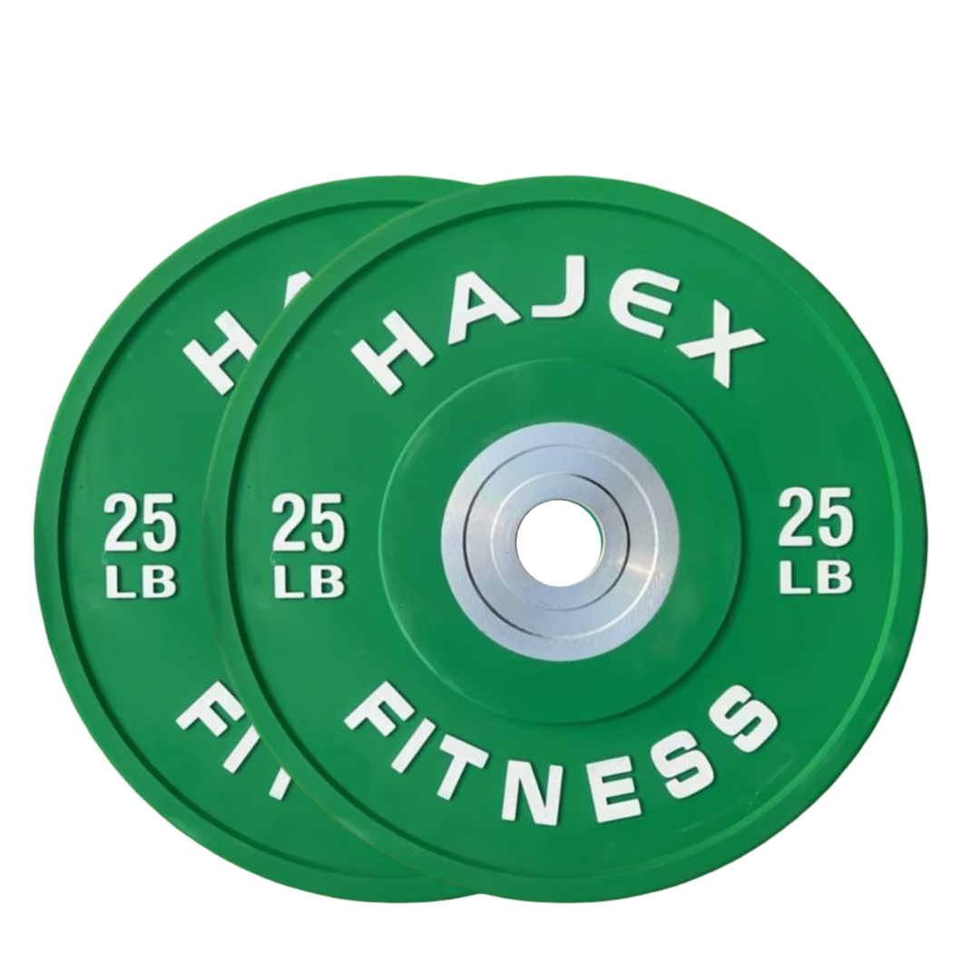 HAJEX Olympic Competition Steel Hub Bumper Plates Colored - 15, 25, 35, 45, 55 LB