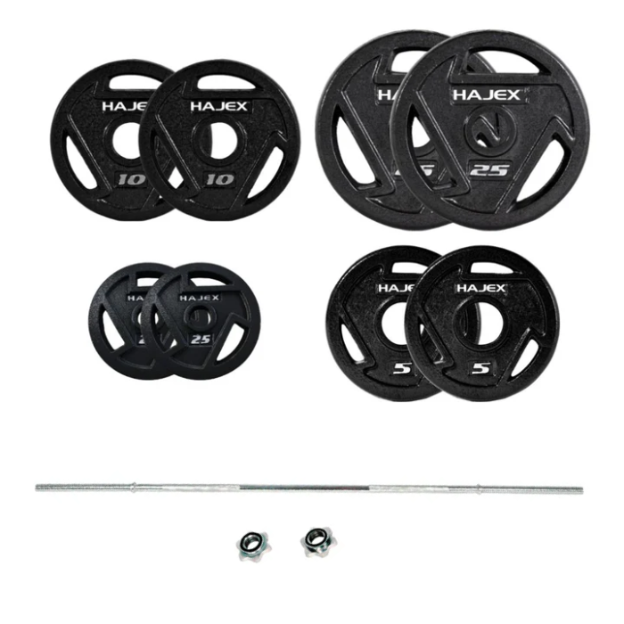 HAJEX Tri Grip Cast Iron Weight Plate Stacks with Bars 1"& 2"