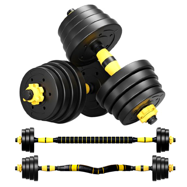 Adjustable dumbbell set with barbell rod YELLOW (3)