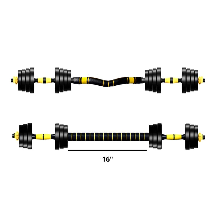 Adjustable dumbbell set with barbell rod YELLOW (6)