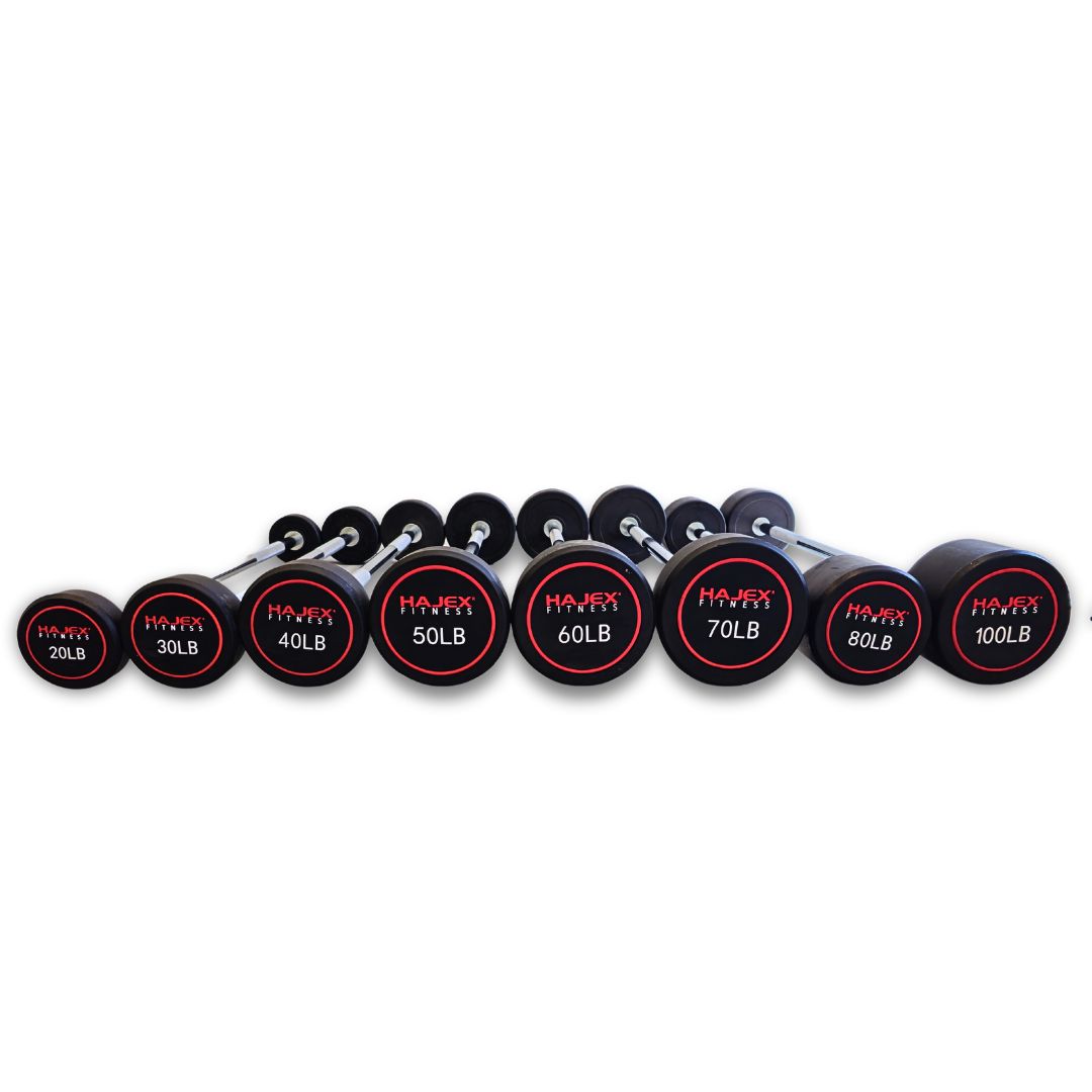 Straight and EZ Curl Fixed Weight Barbell Sets - 20 to 100 LB