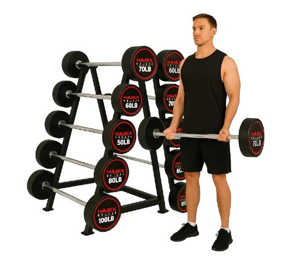 Straight and EZ Curl Fixed Weight Barbell Sets - 20 to 100 LB