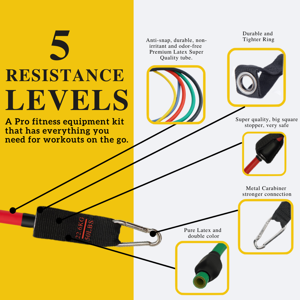 Levels of 11pcs Latex Super Quality Resistance Bands