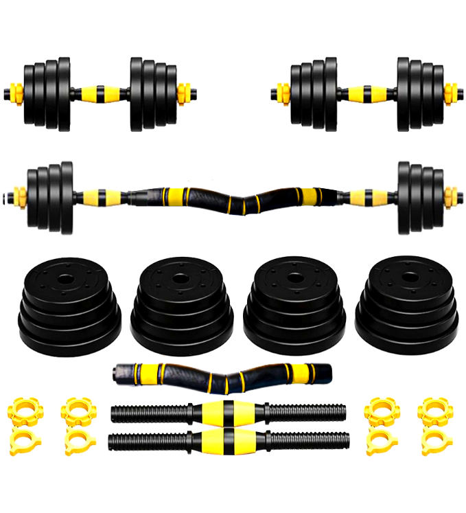 adjusatblle dumbbells with barbell rod set yellow (2)