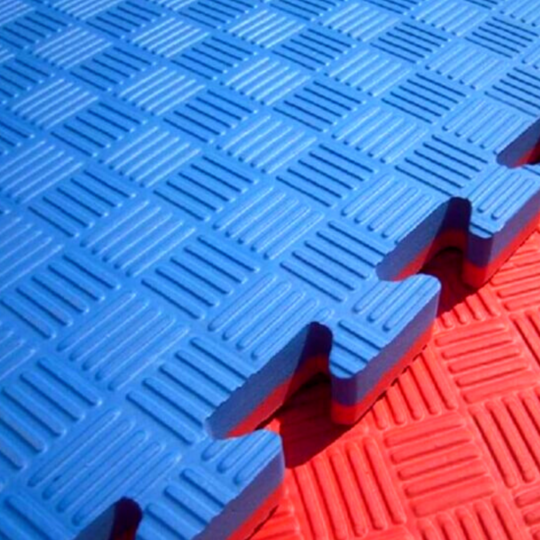 eva foam mat tiles blue and red