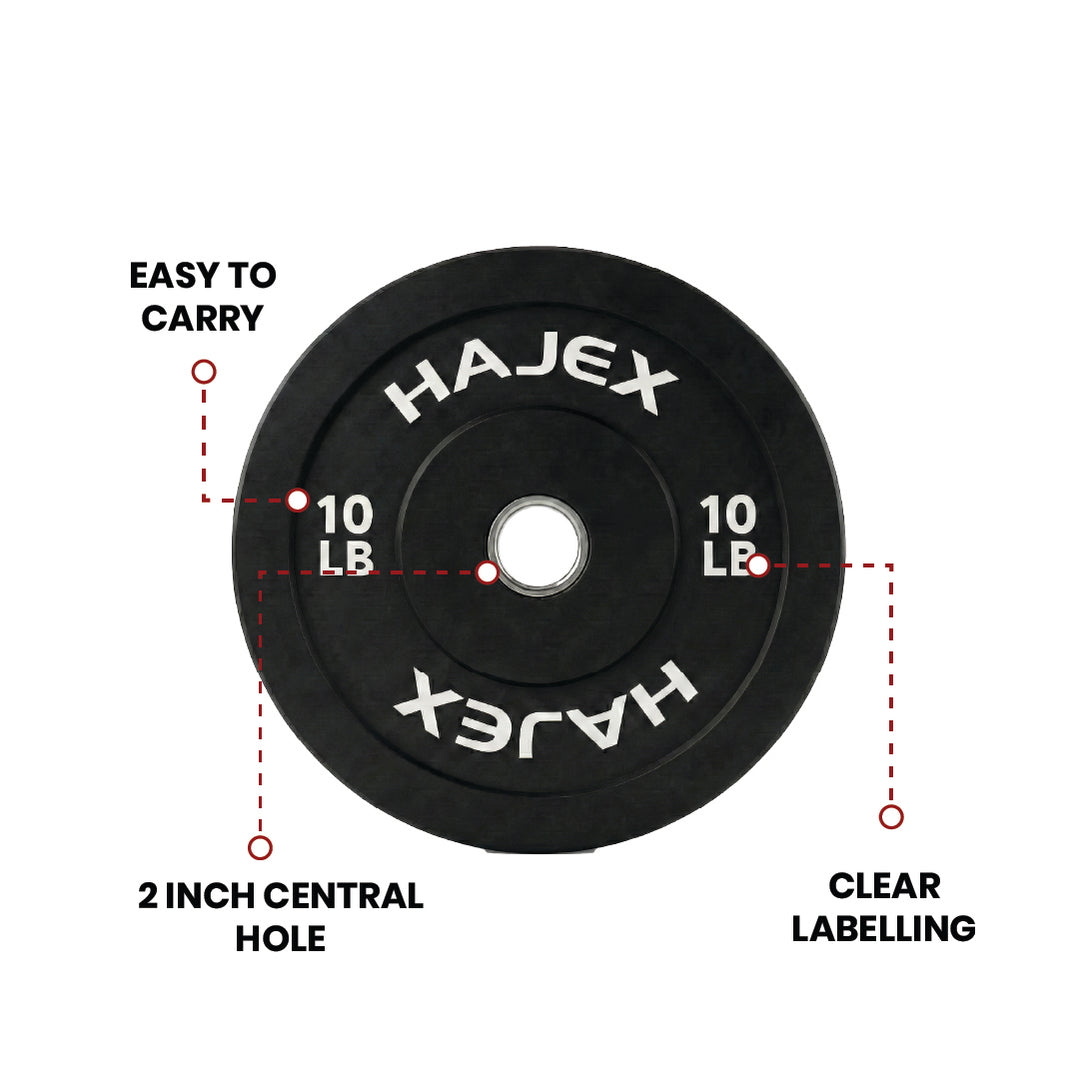 HAJEX Olympic Bumper Weight Plates - 10, 15, 25, 35, 45, 55 LB