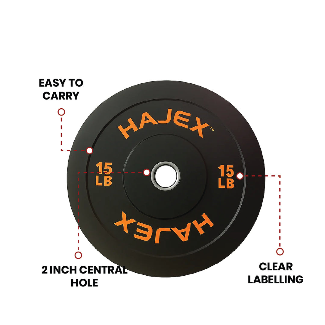 HAJEX Olympic Bumper Weight Plates - 10, 15, 25, 35, 45, 55 LB
