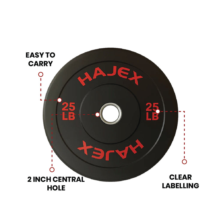 HAJEX Olympic Bumper Weight Plates - 10, 15, 25, 35, 45, 55 LB