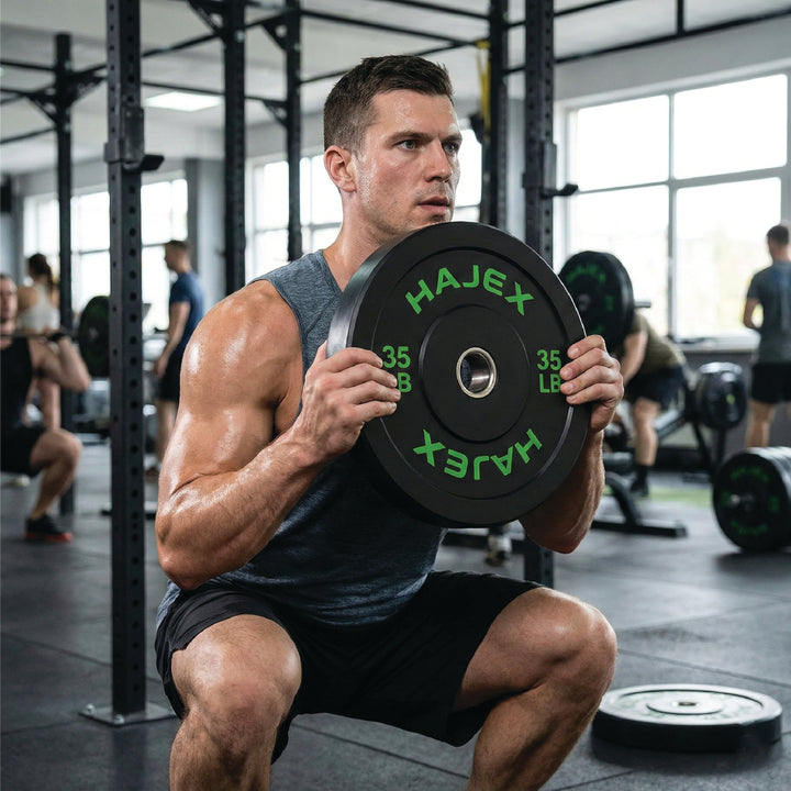 HAJEX Olympic Bumper Weight Plates - 10, 15, 25, 35, 45, 55 LB