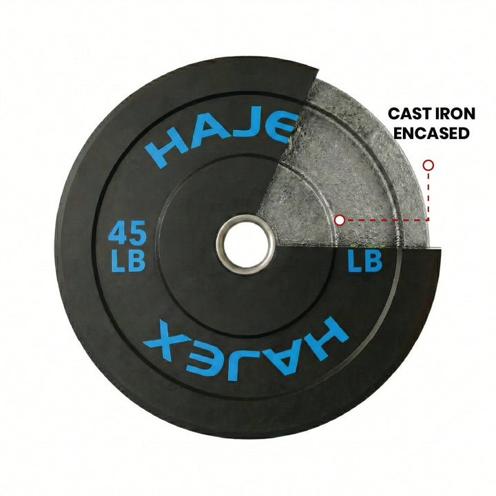 HAJEX Olympic Bumper Weight Plates - 10, 15, 25, 35, 45, 55 LB