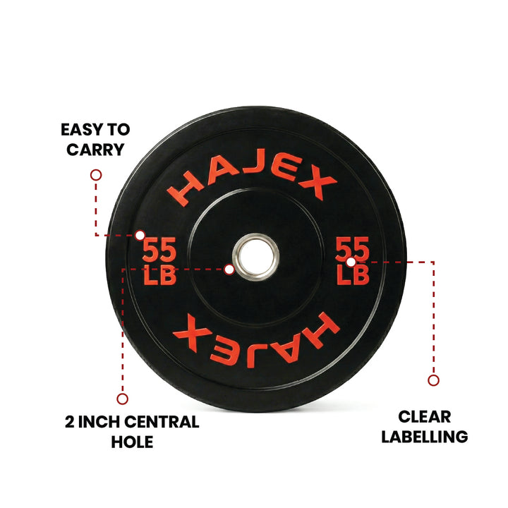 HAJEX Olympic Bumper Weight Plates - 10, 15, 25, 35, 45, 55 LB