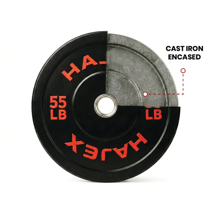HAJEX Olympic Bumper Weight Plates - 10, 15, 25, 35, 45, 55 LB