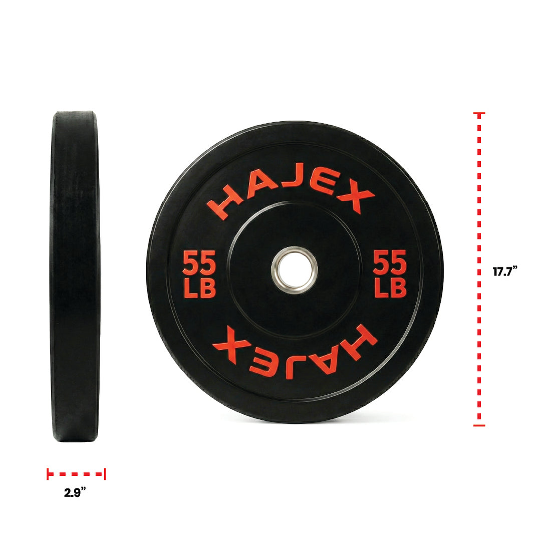 HAJEX Olympic Bumper Weight Plates - 10, 15, 25, 35, 45, 55 LB