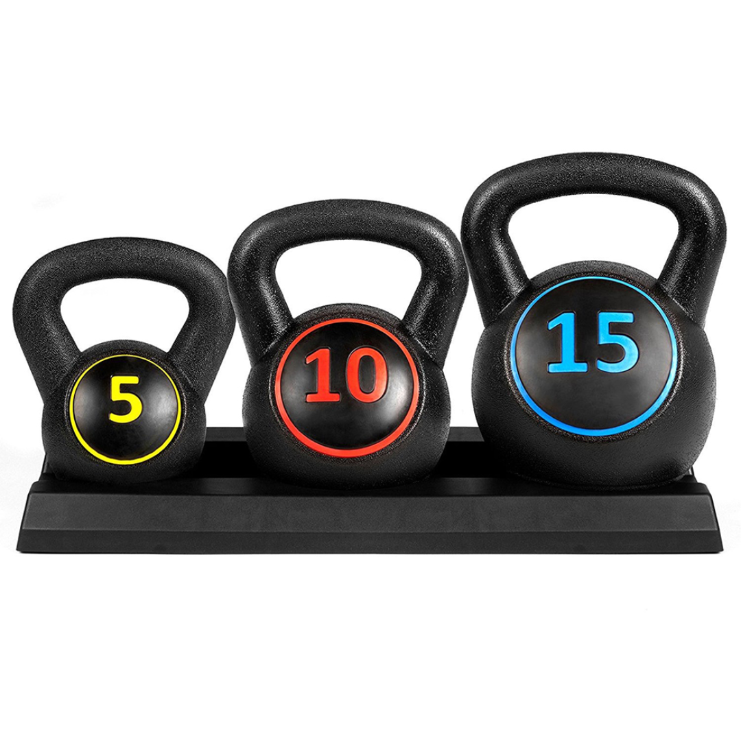 cast iron kettlebells with tray