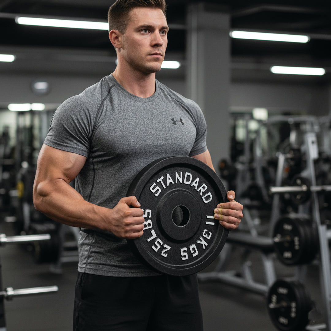 Cast Iron Weight Plates - Standard, Olympic in LBs, KGs