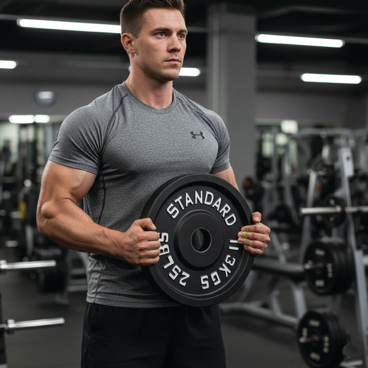 Cast Iron Weight Plates - Standard, Olympic in LBs, KGs