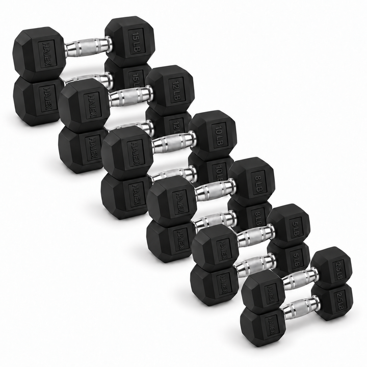 HAJEX Rubber Hex Dumbbells in Canada (2.5 to 150 LB) - Performance Series