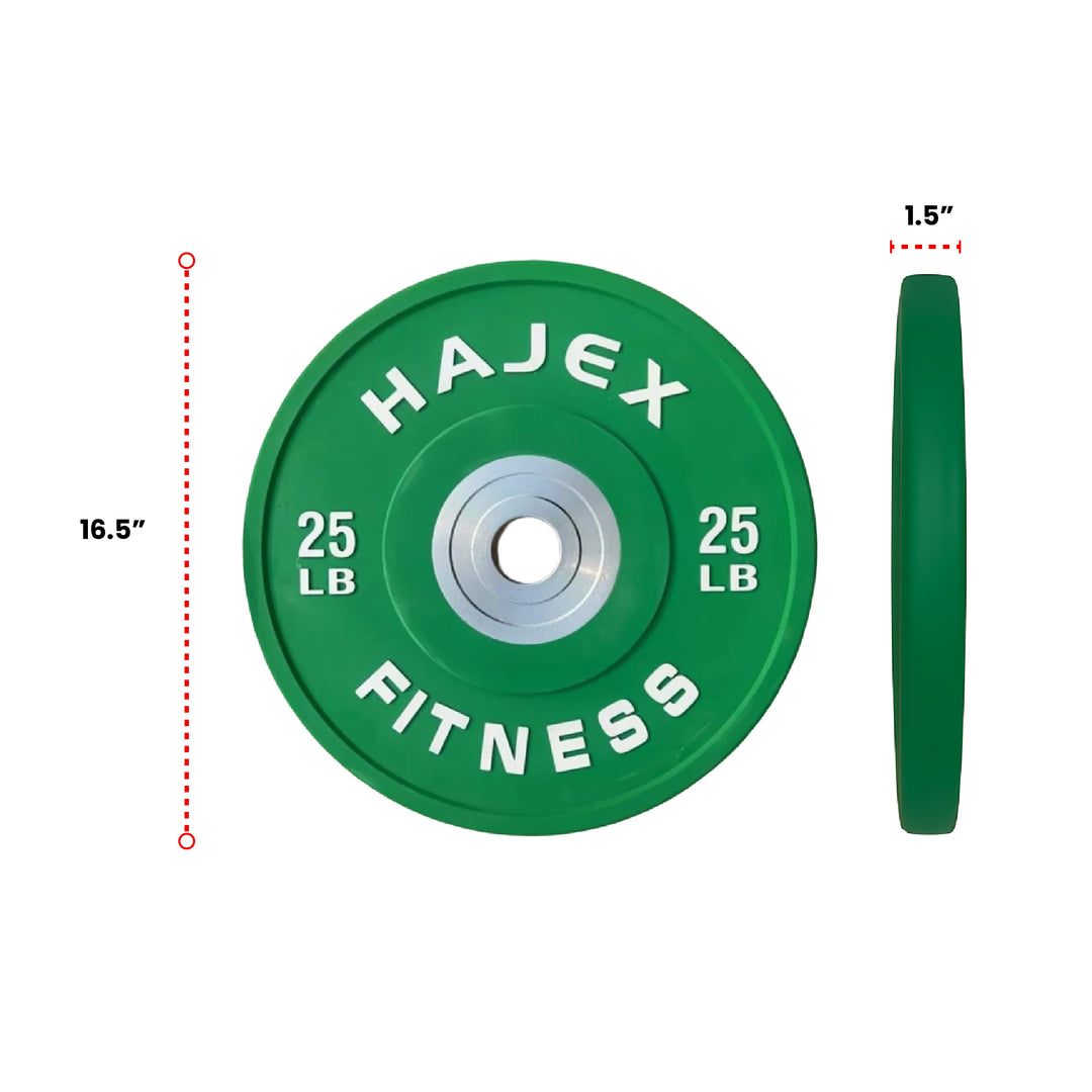 HAJEX Olympic Competition Steel Hub Bumper Plates Colored - 15, 25, 35, 45, 55 LB