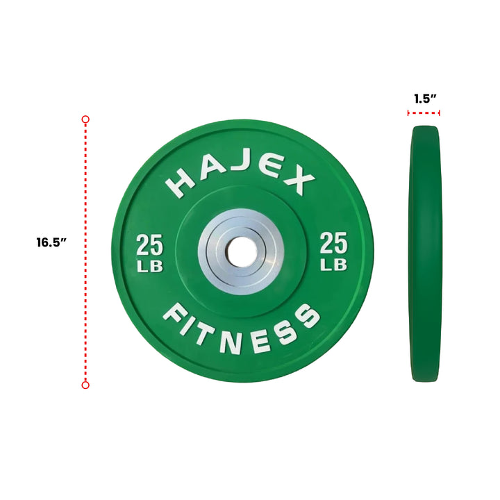 HAJEX Olympic Competition Steel Hub Bumper Plates Colored - 15, 25, 35, 45, 55 LB