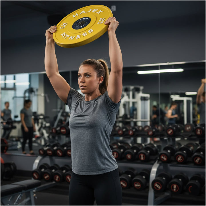 HAJEX Olympic Competition Steel Hub Bumper Plates Colored - 15, 25, 35, 45, 55 LB