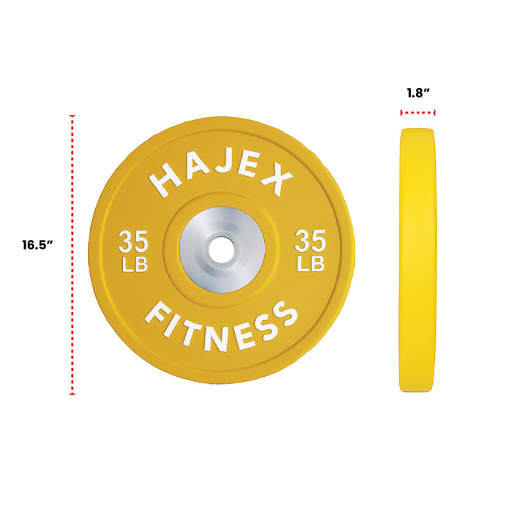HAJEX Olympic Competition Steel Hub Bumper Plates Colored - 15, 25, 35, 45, 55 LB