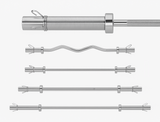 HAJEX chrome Olympic and standard barbell bars, 4 ft to 7 ft