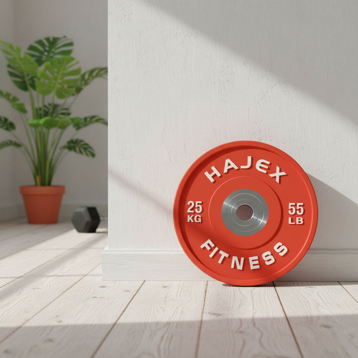 HAJEX Olympic Competition Steel Hub Bumper Plates Colored - 15, 25, 35, 45, 55 LB
