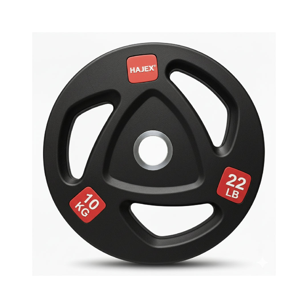 HAJEX Rubber Olympic Bumper Grip Weight Plates & Sets in LBs & KGs