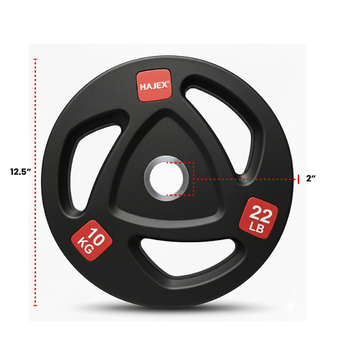 HAJEX Rubber Olympic Bumper Grip Weight Plates & Sets in LBs & KGs