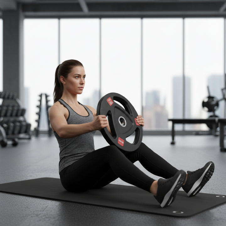 HAJEX Rubber Olympic Bumper Grip Weight Plates & Sets in LBs & KGs